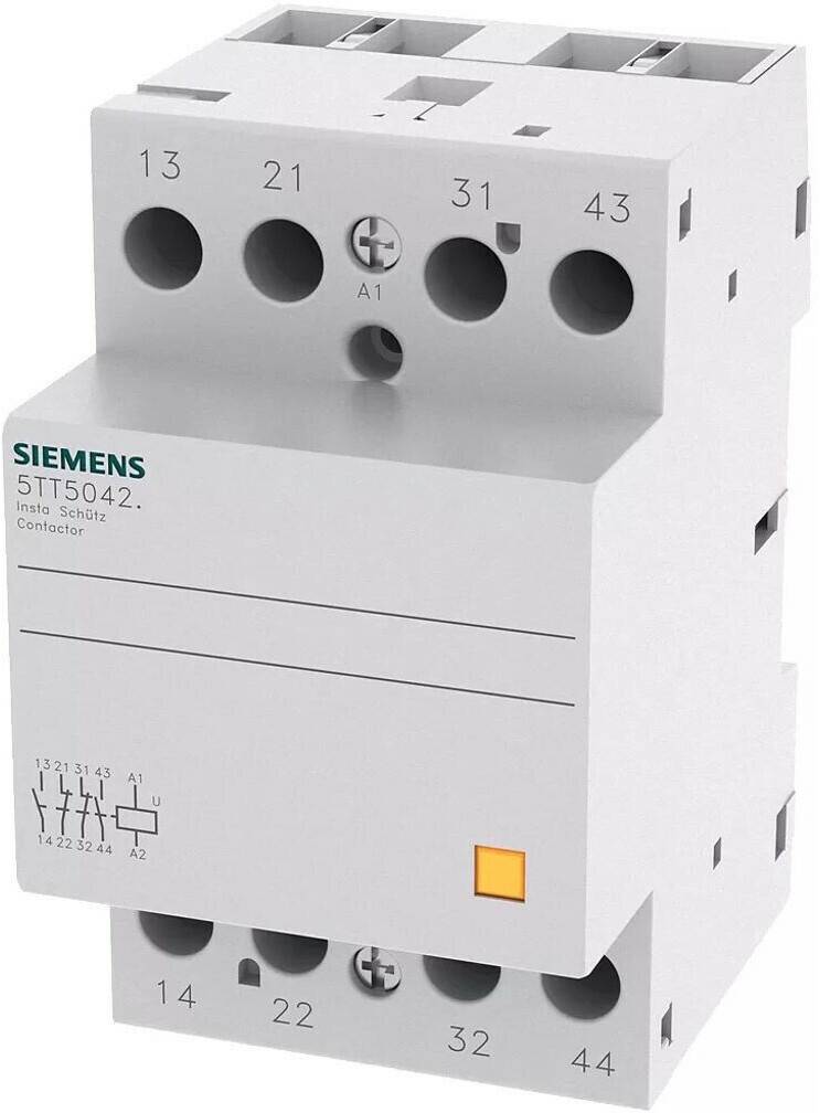 Siemens Insta-Schütz mit 2 Schließern und 2 Öffnern Kontakt für AC 230V 400V 40A Ansteu (5TT58420) Elektrik