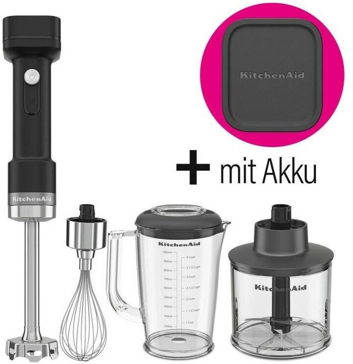 Küchengeräte KitchenAid Go Cordless Stabmixer mit Zubehör mit Akku Matt Schwarz